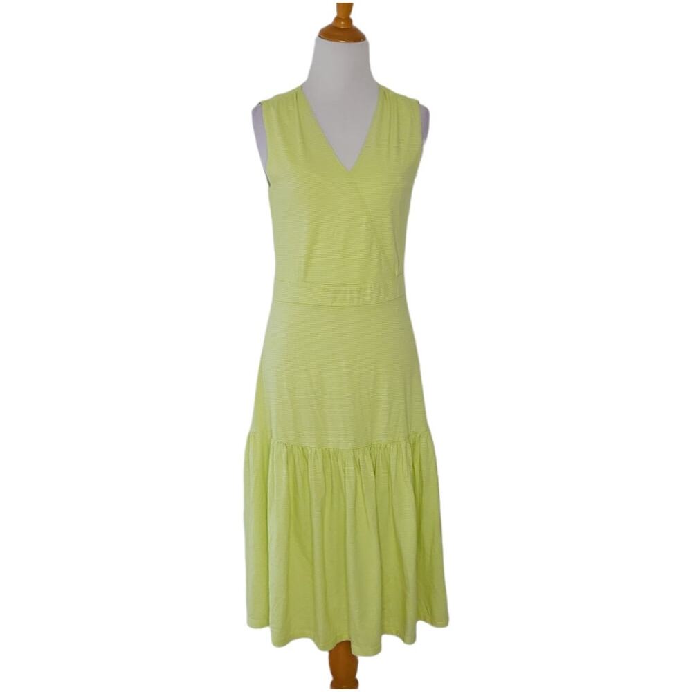 Soft Surroundings Summer Midi Dress Striped Ruffle Boho Faux Wrap Women XS